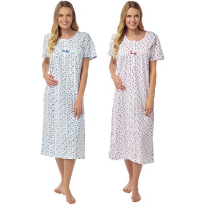 Cotton Short Sleeve Nightdress With Abstract Spot Pattern
